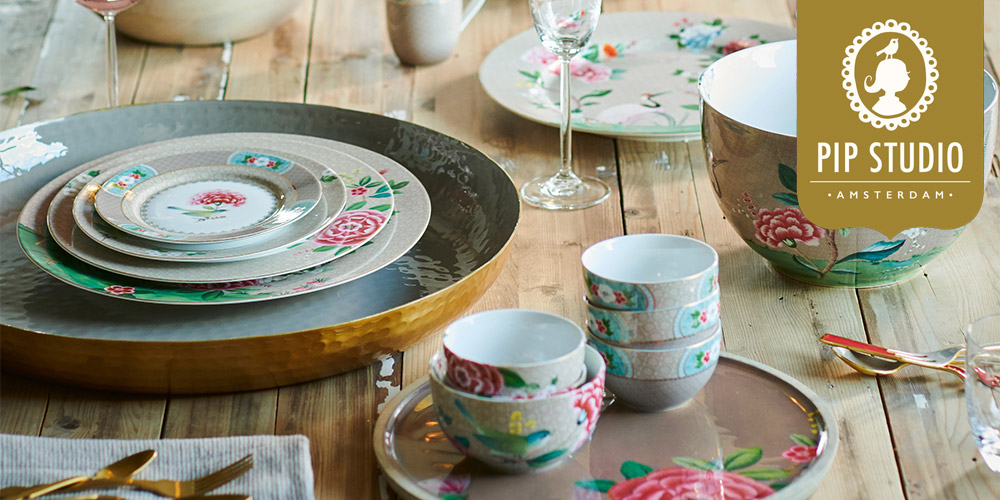 Geschirr im Design Blushing Birds Khaki von Pip Studio