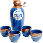 Preview: Edo Japan, Sakeset, Blue/Brown, 5 Pcs, 500ml, Item No. 6040119