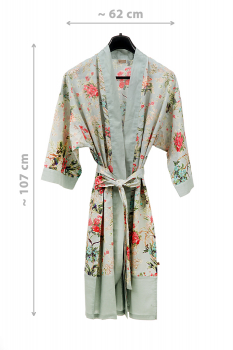 Casalanas Kimono Mantel, Sakura, 107x62 cm, türkis-rosa, 100% Baumwolle, Art.-Nr. 3177