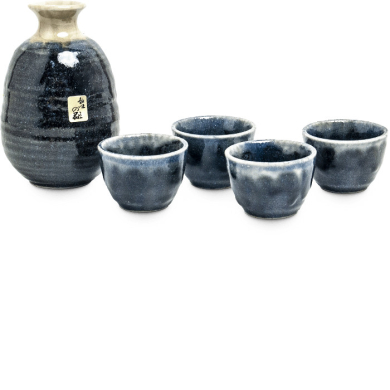Edo Japan, Sake Japanese Set, Beige/Schwarz, 5Stk, 260 ml +50 ml, Art.-Nr. 6040115