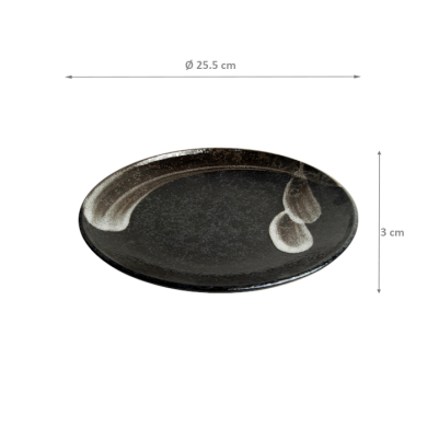 Edo Japan, Plate Ansen, Black-Brown, Ø 25.5x3 cm, Item No. 6040237