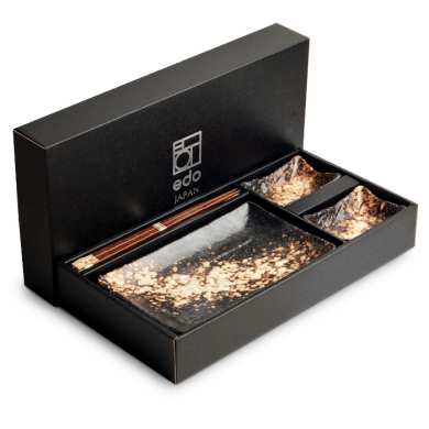 Edo Japan, Sushi Set With Giftbox, Black/Gold, 22x12.5x2 cm, Item No. 6044172