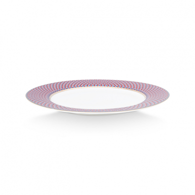 Pip Studio, Plate, Flower Festival Scallop, Red- Light Blue, Ø 26,5 cm, Art.-Nr. 51.001.286