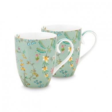 Pip Studio, Tassenset, Jolie Flowers Green, 350 ml, Art.-Nr. 51.002.302