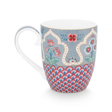 Pip Studio, Tasse XL, Flower Festival Scallop Deco, Hellblau, 450 ml, Art.-Nr. 51.002.311