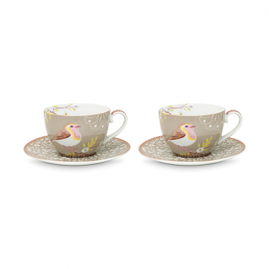 Pip Studio, Tassenset mit Untersetzer, Early Bird Khaki, 280 ml, Art.-Nr. 51.004.102