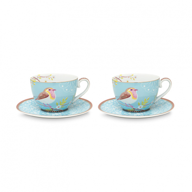 Pip Studio, Tassenset mit Untersetzer, Early Bird Blue, 280 ml, Art.-Nr. 51.004.103