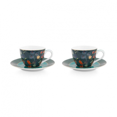 Pip Studio, Espresso-Tasse mit Untersetzer Set, Winter Wonderland Overall Dunkleblau, Art.-Nr. 51.004.114