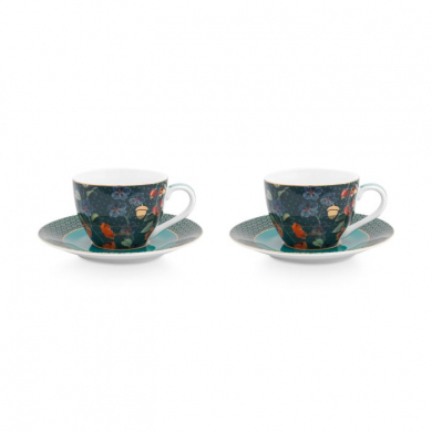 Pip Studio, Espresso-Tasse mit Untersetzer Set, Winter Wonderland Overall Dunkleblau, Art.-Nr. 51.004.114