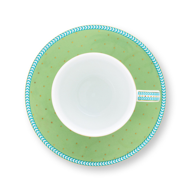 Pip Studio, Espressocup with Saucer, Jolie Gold Dots Green, 120 ml, Art.-Nr. 51.004.130