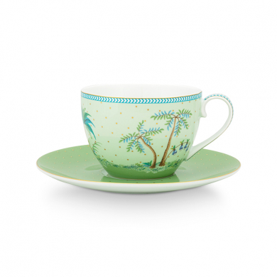 Pip Studio, Espressotassenset mit Untersetzer, Jolie Gold Dots Green, 280 ml, Art.-Nr. 51.004.133
