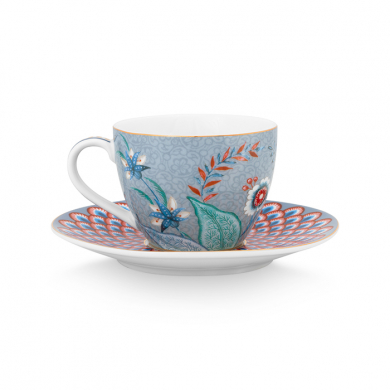 Pip Studio, Espressotasse mit Untersetzer, Flower Festival, Hellblau, 120 ml, Art.-Nr. 51.004.136