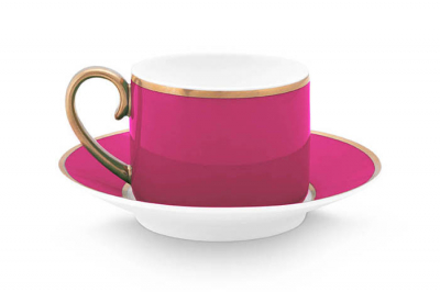 Pip Studio, Espressotasse mit Untersetzer, Pip Chique Gold-Rosa,120 ml, Art.-Nr. 51.004.156