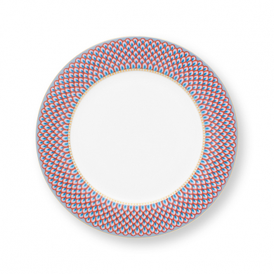 Pip Studio, Plate, Flower Festival Scallop, Red- Light Blue, Ø 26,5 cm, Art.-Nr. 51.001.286