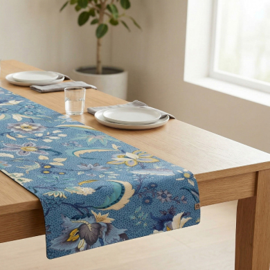 Casalanas Tischläufer, Zaffiro, 180x35 cm, blau, 100% Baumwolle, Handarbeit, Art.-Nr. 5027