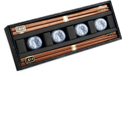 EDO Japan, Chopstick Set, Seigaiha incl. chopstick rests, 4 pair, 22,5 cm, Item No. 6006220