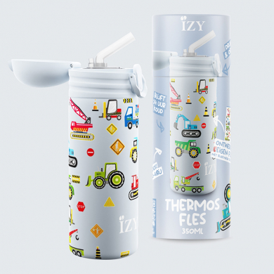 IZY Kinderflasche, Thermoskanne, Blue Machines, 350 ml, inkl. Geschenkbox, Art.-Nr. IZY9001