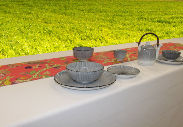 Casalanas table runner, Corallo, 180x35 cm, red, 100% cotton, handmade, item no. 5010