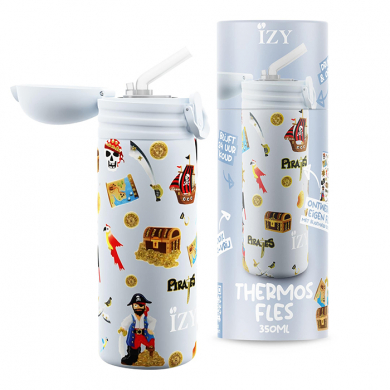 IZY Kinderflasche, Thermoskanne, Blue Pirates, 350 ml, inkl. Geschenkbox, Art.-Nr. IZY9002