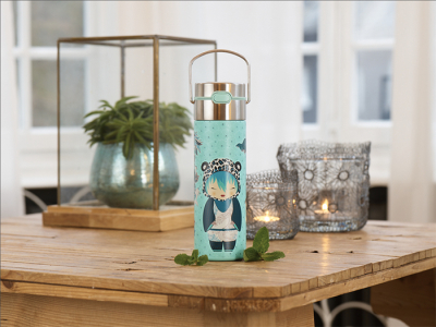 Eigenart, Leeza, Thermo Bottle, Little Animals Leo, Turquoise, incl. strainer, Art. Nr.: BZ11018