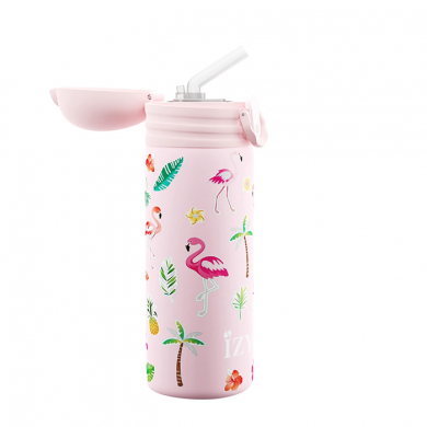 IZY Kinderflasche, Thermoskanne, Pink Flamingo, 350 ml, inkl. Geschenkbox, Art.-Nr. IZY9005
