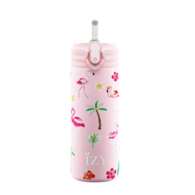 IZY Kinderflasche, Thermoskanne, Pink Flamingo, 350 ml, inkl. Geschenkbox, Art.-Nr. IZY9005