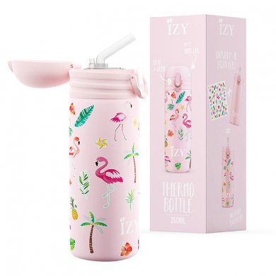 IZY Kinderflasche, Thermoskanne, Pink Flamingo, 350 ml, inkl. Geschenkbox, Art.-Nr. IZY9005