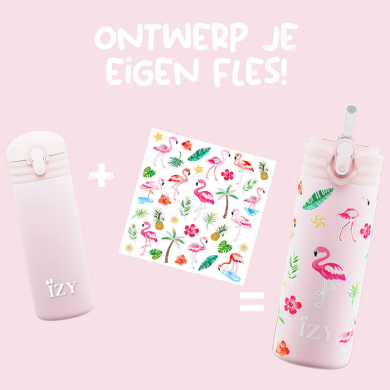 IZY Kinderflasche, Thermoskanne, Pink Flamingo, 350 ml, inkl. Geschenkbox, Art.-Nr. IZY9005