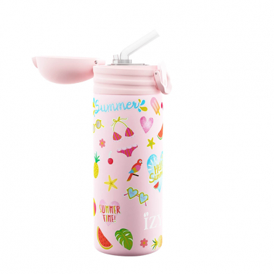 IZY Kinderflasche, Thermoskanne, Pink Summer, 350 ml, inkl. Geschenkbox, Art.-Nr. IZY9006