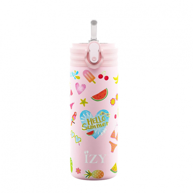 IZY Kinderflasche, Thermoskanne, Pink Summer, 350 ml, inkl. Geschenkbox, Art.-Nr. IZY9006