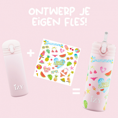 IZY Kinderflasche, Thermoskanne, Pink Summer, 350 ml, inkl. Geschenkbox, Art.-Nr. IZY9006