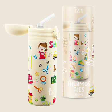 IZY Kinderflasche, Thermoskanne, Yellow School, 350 ml, inkl. Geschenkbox, Art.-Nr. IZY9007