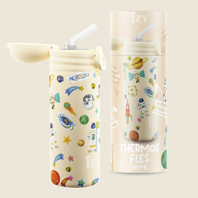 IZY Kids Bottle, Thermo Bottle, Yellow Space, 350 ml, incl. giftbox, item no. IZY9008