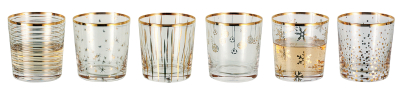 Hoff Interieur, Glassy Gold, Christmas glass set 6 pieces, Gold, item no. 1666