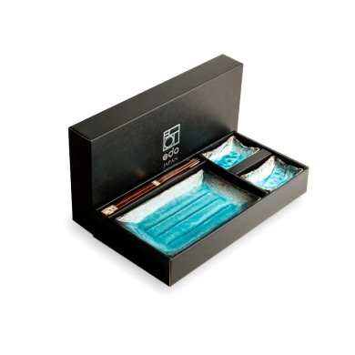 Edo Japan, Sushi Set Mit Geschenkbox, Blau, 6Stk, 22x12,5x2 cm, Art.-Nr. 6044176