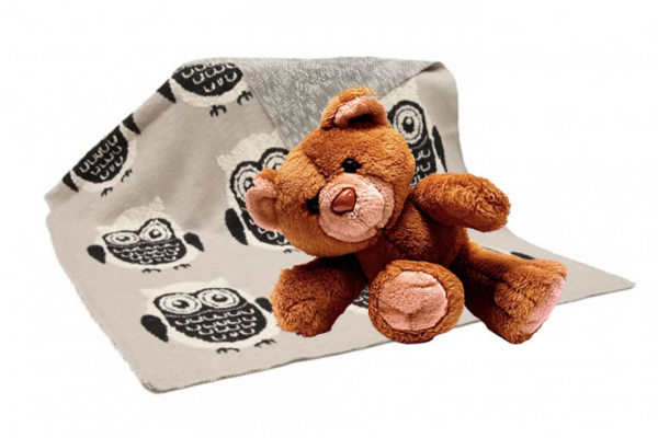 Casalanas Baby Blanket, 100% Cotton, 100 x 80 cm, Owl Design