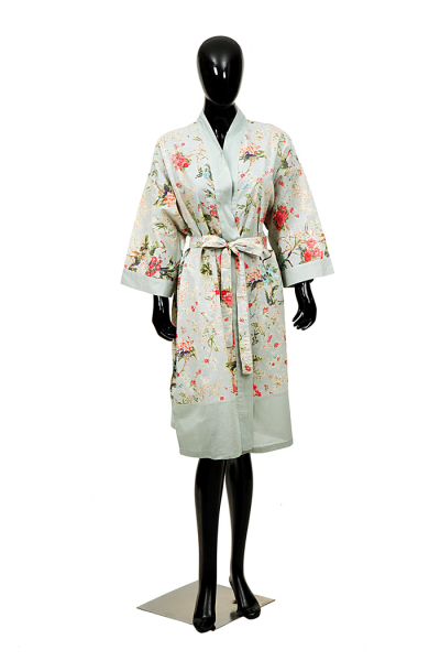 Casalanas Kimono Mantel, Sakura, 107x62 cm, türkis-rosa, 100% Baumwolle, Art.-Nr. 3177