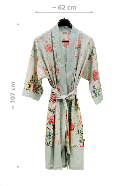 Casalanas Kimono Mantel, Sakura, 107x62 cm, türkis-rosa, 100% Baumwolle, Art.-Nr. 3177