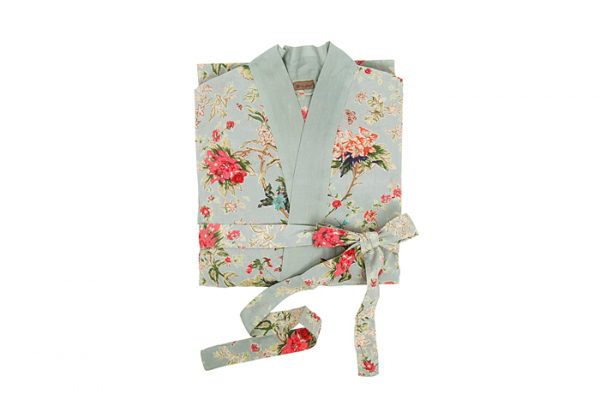 Casalanas Kimono Mantel, Sakura, 107x62 cm, türkis-rosa, 100% Baumwolle, Art.-Nr. 3177