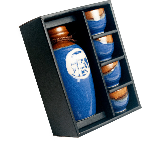 EDO Japan, Sake Set, Blau/Braun, 5-tlg., 500 ml, Art.-Nr. 6040119