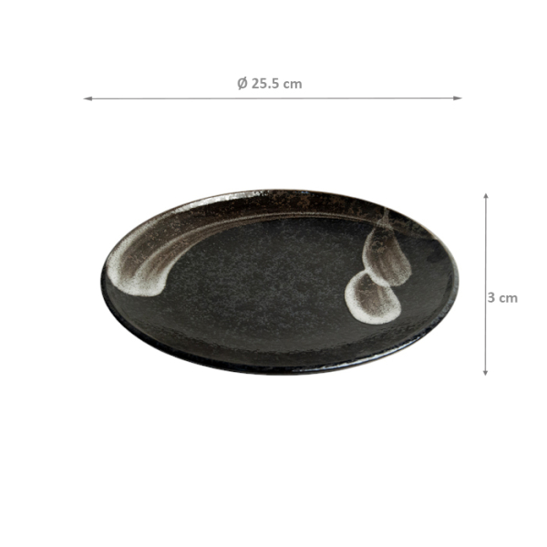 Edo Japan, Plate Ansen, Black-Brown, Ø 25.5x3 cm, Item No. 6040237