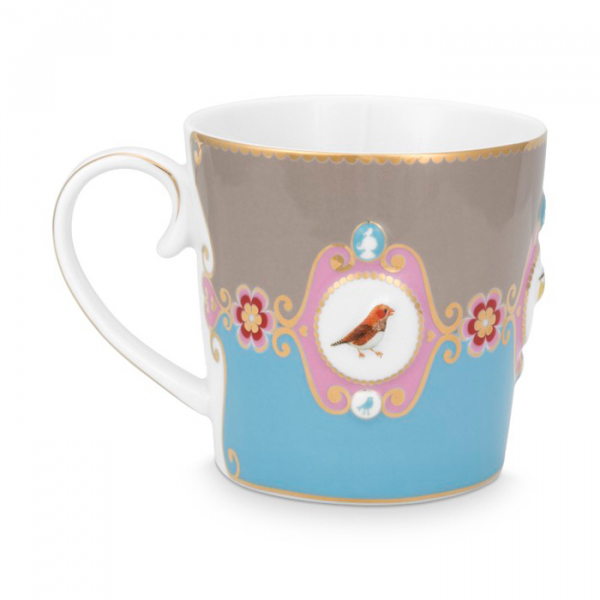Pip Studio, Tasse, Love Birds Medallion, Blau-Khaki, 150 ml, Art.-Nr. 51.002.029