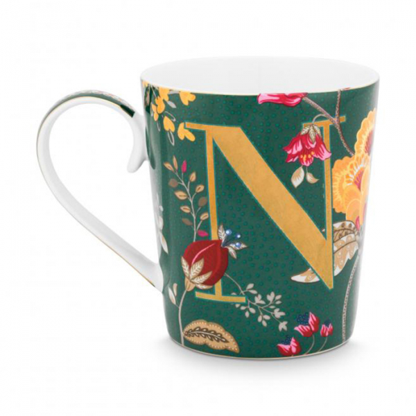 Pip Studio, Tasse, Alphabet Mug Floral Fantasy Green N, 350 ml, Art.-Nr. 51.002.263