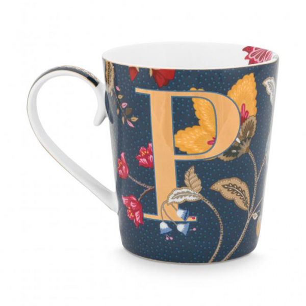 Pip Studio, Tasse, Alphabet Mug Floral Fantasy Blue P, 350 ml, Art.-Nr. 51.002.265