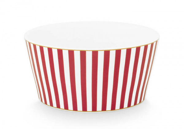 Pip Studio, Schale, Royal Stripes Dunkelrosa, Ø12 cm, Art.-Nr.51.003.226