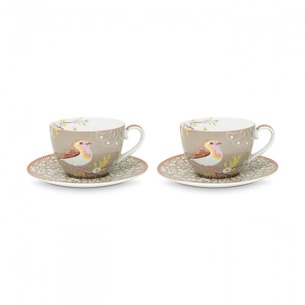 Pip Studio, Tassenset mit Untersetzer, Early Bird Khaki, 280 ml, Art.-Nr. 51.004.102