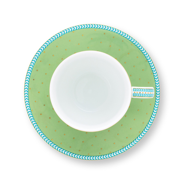 Pip Studio, Espressocup with Saucer, Jolie Gold Dots Green, 120 ml, Art.-Nr. 51.004.130