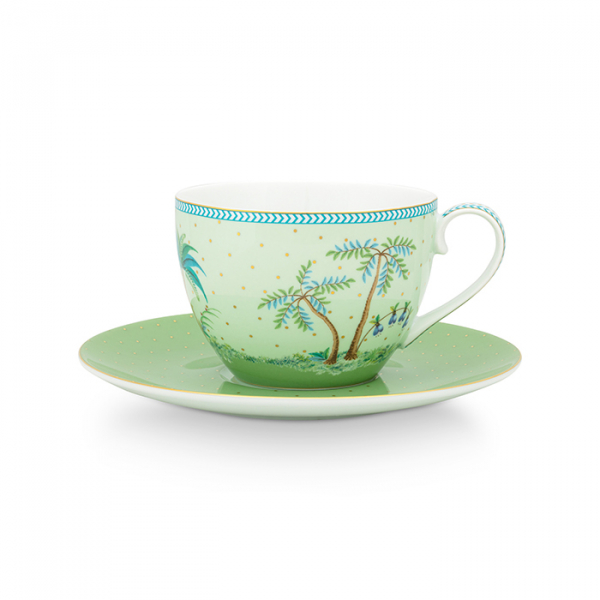 Pip Studio, Espressotassenset mit Untersetzer, Jolie Gold Dots Green, 280 ml, Art.-Nr. 51.004.133