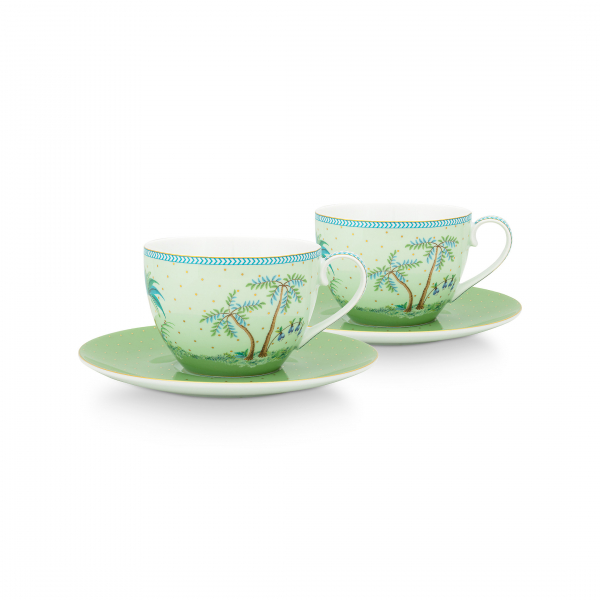 Pip Studio, Espressotassenset mit Untersetzer, Jolie Gold Dots Green, 280 ml, Art.-Nr. 51.004.133
