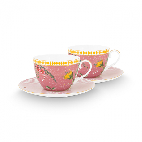 Pip Studio, Tassenset mit Untersetzer, La Majorelle Dark Pink, 280 ml, Art.-Nr. 51.004.135